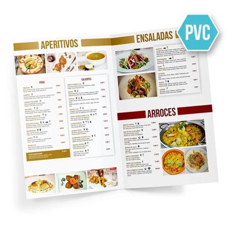 Carta de restaurante en PVC Díptico