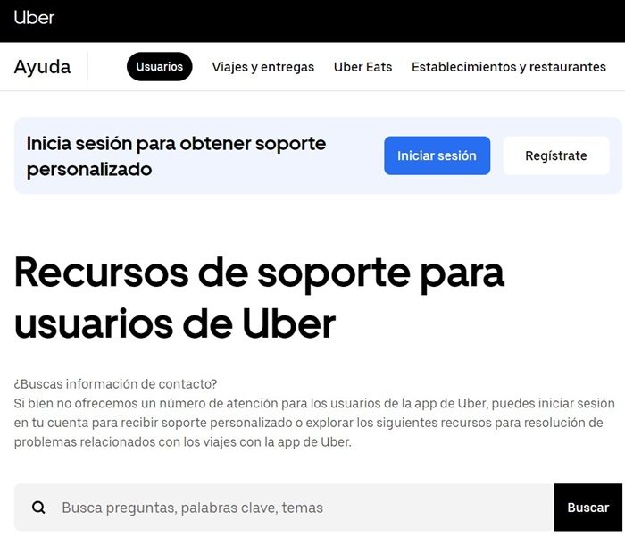 Reclamacion Uber soporte