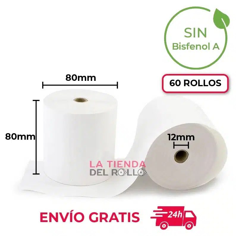 Rollo de papel termico 80 x 80 x 12