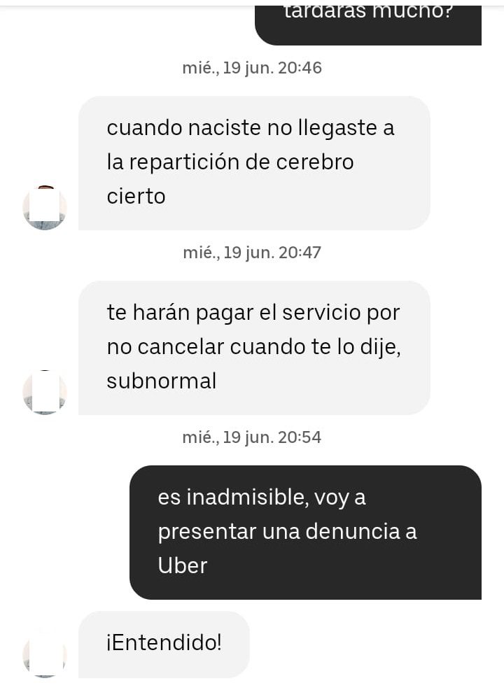 Trato inapropiado conductor de Uber