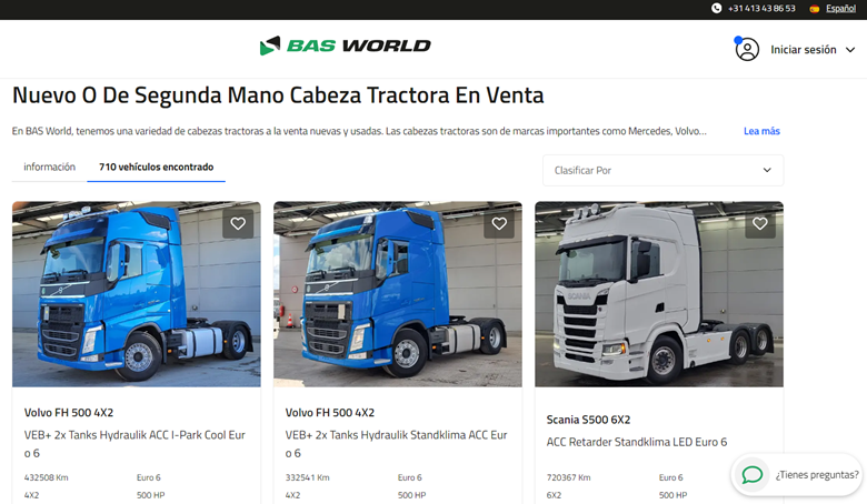 Venta de camiones y cabezas tractoras BAS World